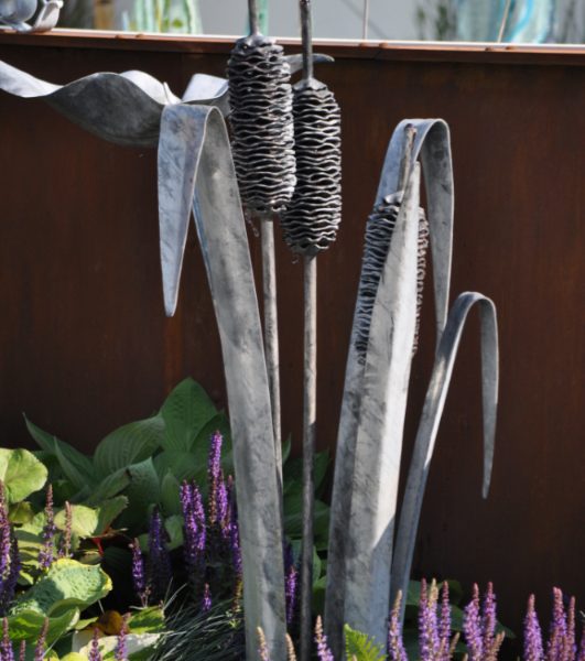 Bulrush and reed garden sculpture